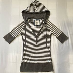 American Eagle Striped Top With Hood